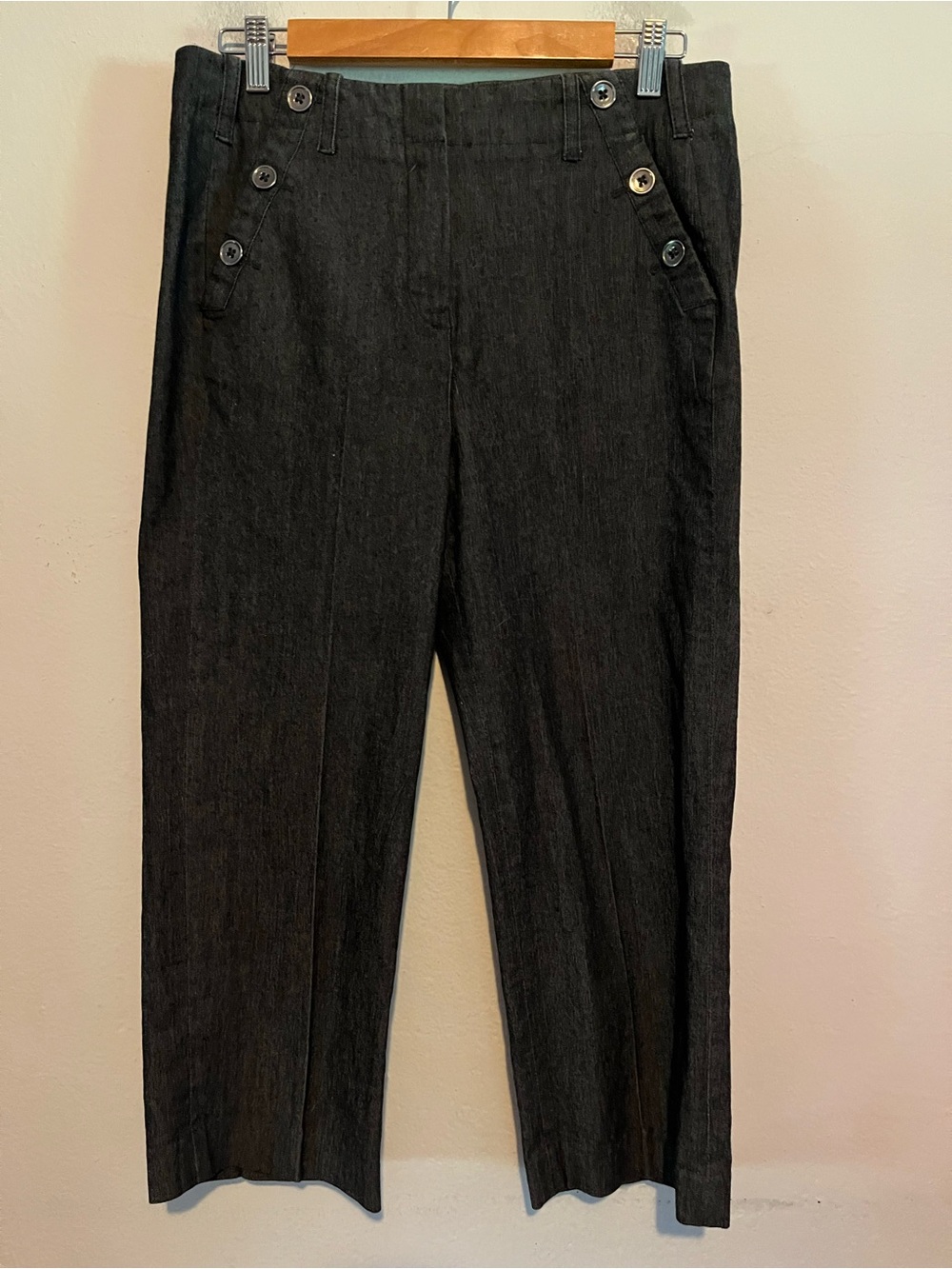 Sandro Sportswear Womens DkCharcoal Button-Accent Dress Pants Size 8 Quiet Lux